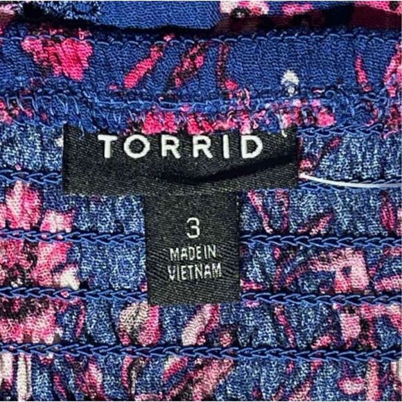 Torrid Blue & Pink Floral Peplum Eyelet Gauzy Tank Cami Sz 3X - Picture 11 of 15